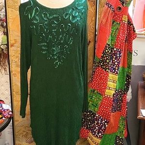 Vintage green holiday long sleeve dress